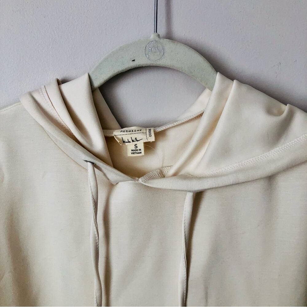 Artelier Nicole Miller Casual Shirt Hooded Cream Mini Dress Women’s Size S NWOT - Picture 3 of 9